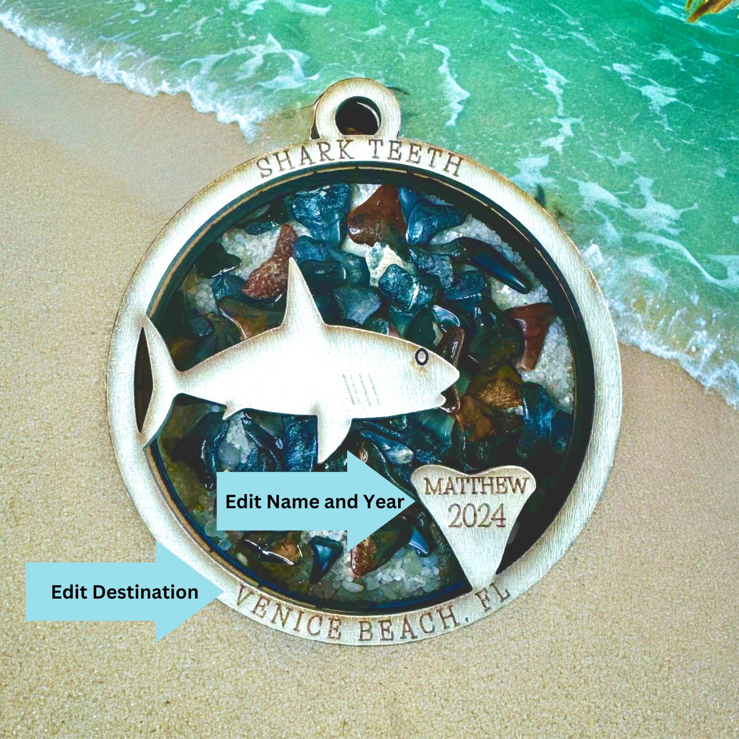 Fillable Shark Teeth Collection Ornament Personalized