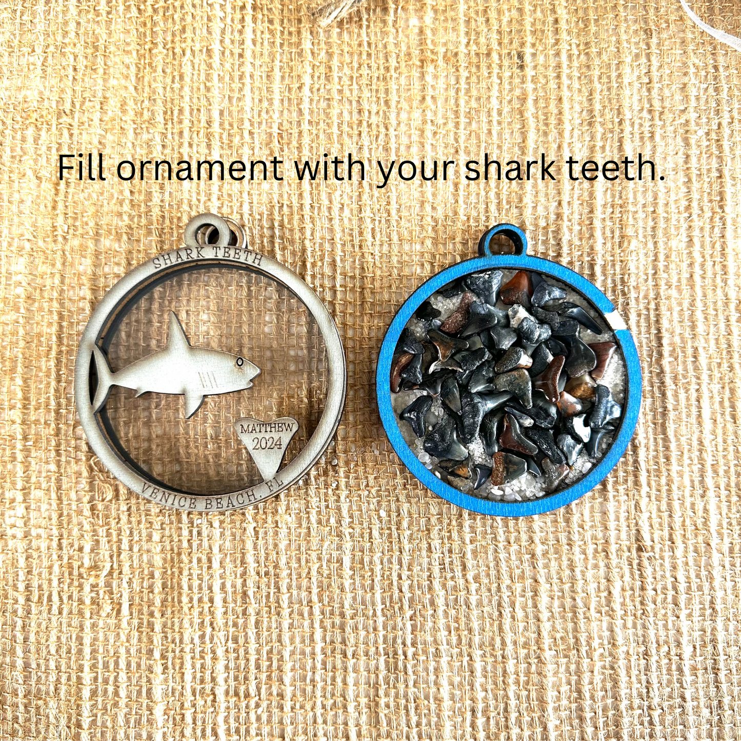 Fillable Shark Teeth Collection Ornament Personalized