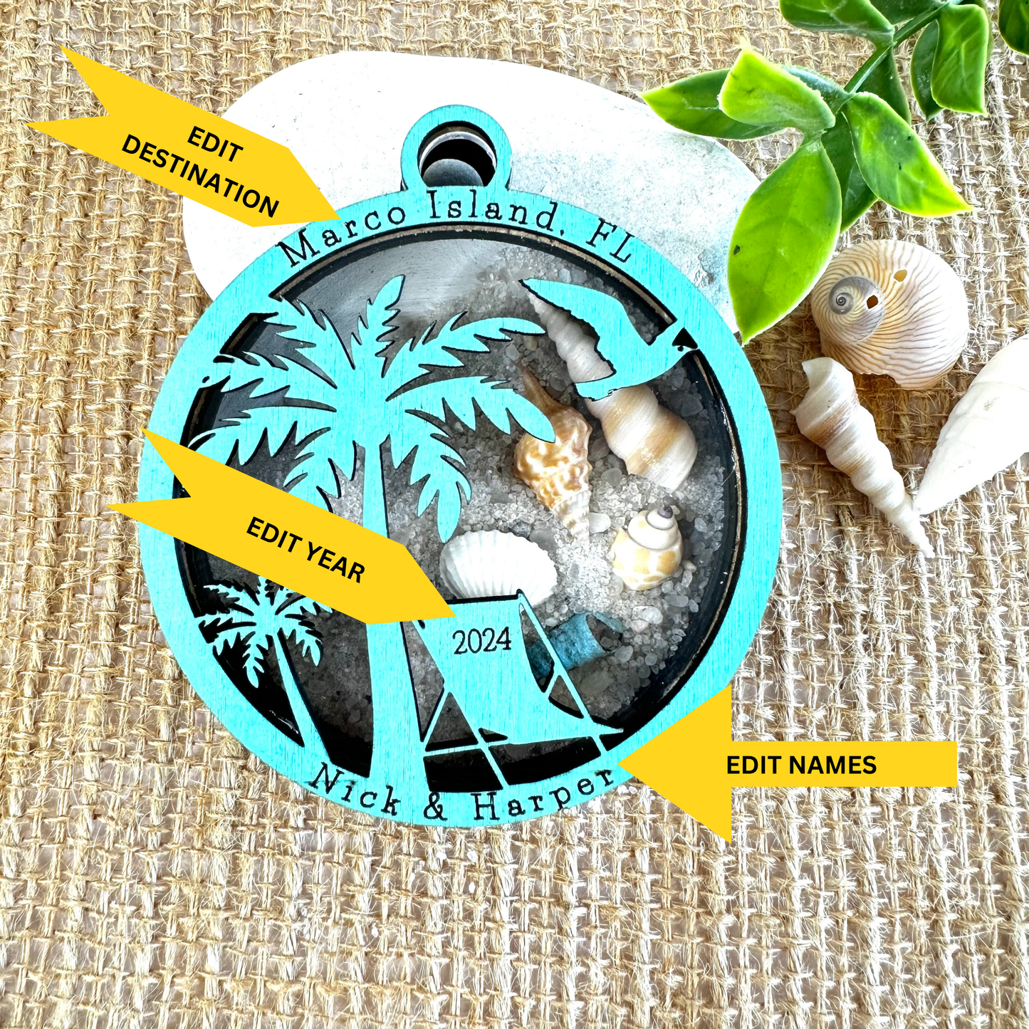 Fillable Beach Sand Ornament Personalized Keepsake Optional Colors