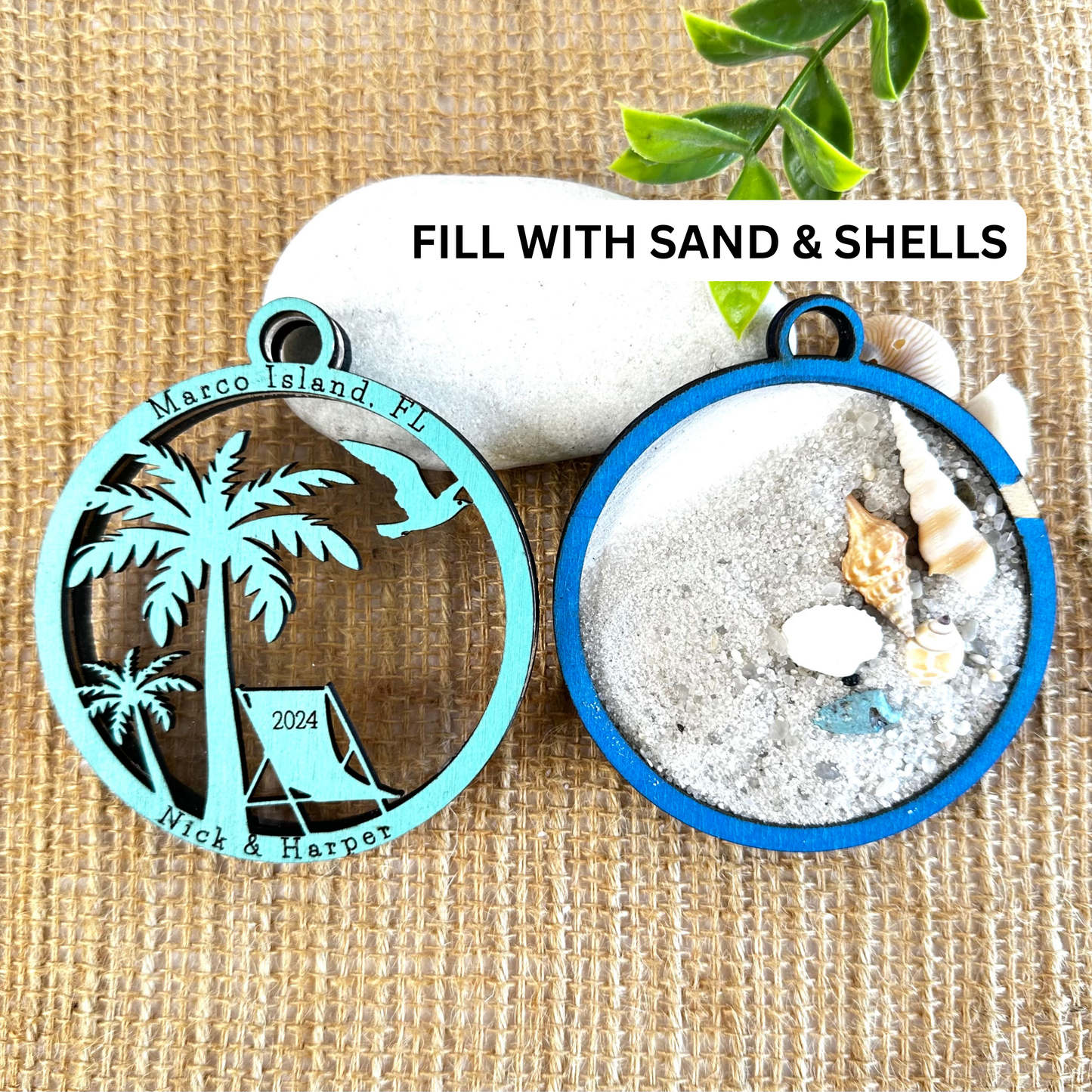 Fillable Beach Sand Ornament Personalized Keepsake Optional Colors